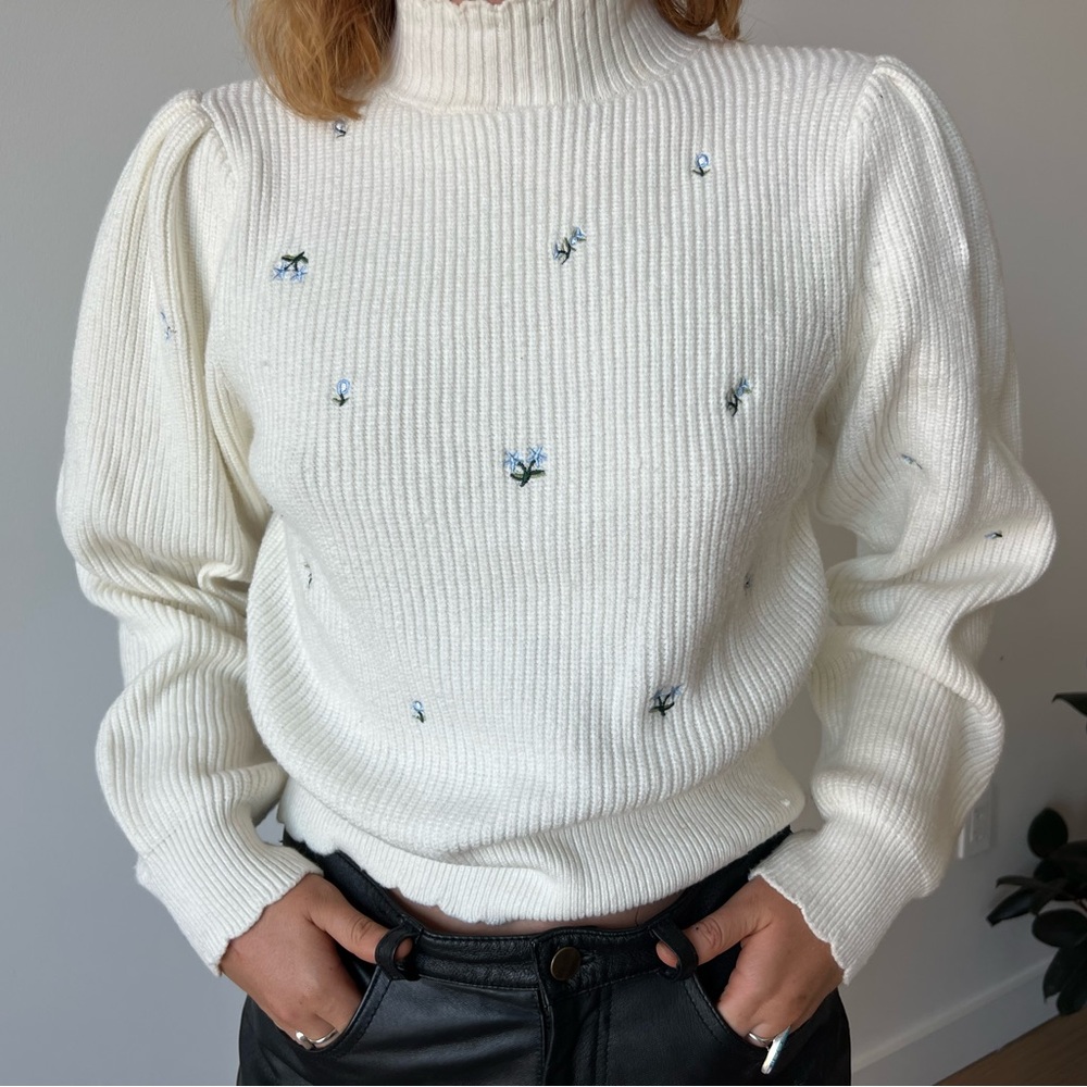 Embroidered floral sweater
